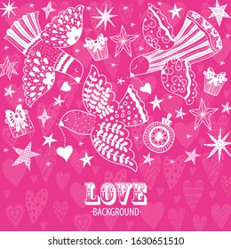 Peace. Love. Cute vector postcard.