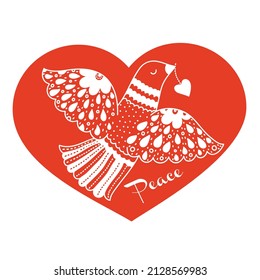 Peace. Love. Cute vector postcard.