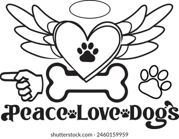 Peace Love Dogs Dog Paw Peace Love Files for Cricut Silhouette Peace Love Dogs Paw Digital Files