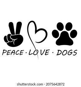 Icono de Peace Love Dogs. Señal de ilustraciones de Love Dog. Símbolo de perro de la paz.