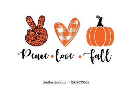 Peace love fall, Autumn,  Pumpkin Thanksgiving Vector and Clip Art