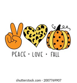 Peace Love Fall  Happy Halloween  Vector illustration  Isolated white background  Good for posters  t shirts  postcards 