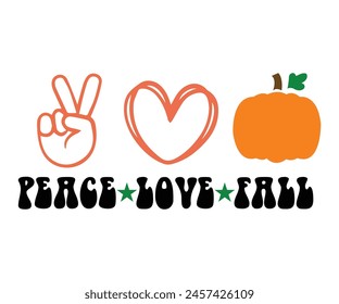 Peace Love Fall Svg,Fall Vibes Svg,Pumpkin Quotes,Fall Saying,Pumpkin Season Svg,Autumn Svg,Retro Fall Svg,Autumn Fall, Thanksgiving Svg,Cut File,Commercial Use svg