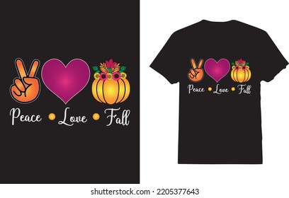 Peace Love Fall Vibes Pumpkin T-Shirt Design For Man And Woman