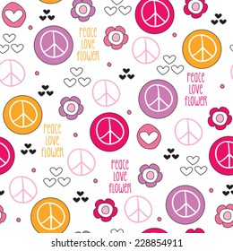 peace love flower pattern vector illustration