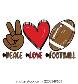 # Peace #Love #Football, American football t shirt design, Rugby t shirt design, Gaming Sorts, track silhouette of ball, Typography T shirt Design,