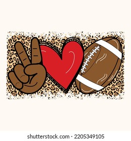 #Peace #Love #Football, American football t shirt design, Rugby t shirt design, Gaming Sorts, track silhouette of ball, Typography T shirt Design,