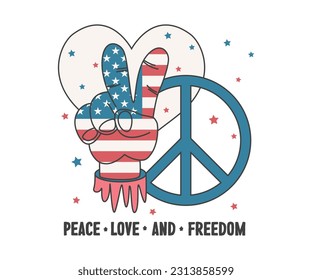 Peace love freedom with Heart shape, peace Symbol, and peace gesture with USAflag, Print on T-Shirt, Mug, sticker and so many apparel clothing Items. 
