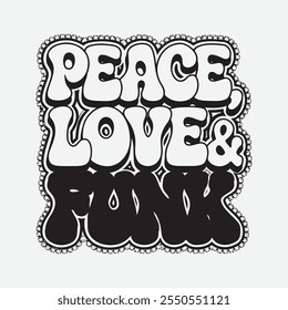 Paz, amor y funk - tipografía retro multicolor para proyectos creativos