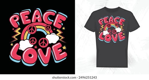 Peace Love Funny Vintage Back To School T-shirt Design