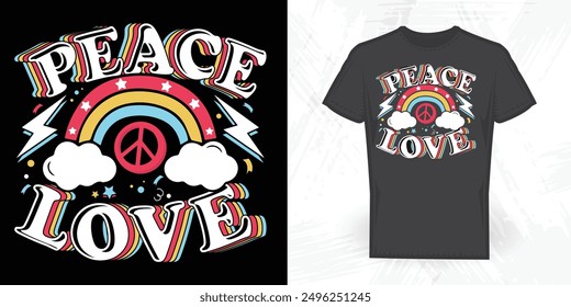 Peace Love Funny Vintage Back To School T-shirt Design