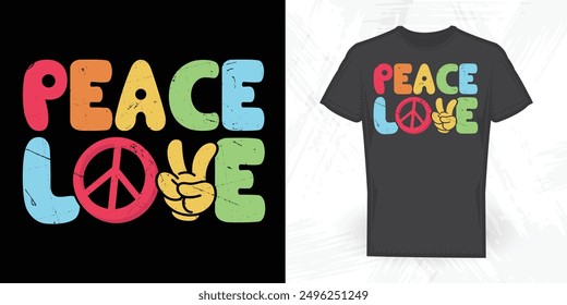 Peace Love Funny Vintage Back To School T-shirt Design