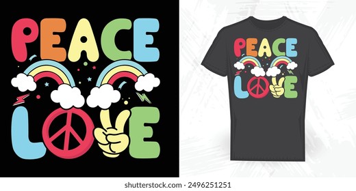 Peace Love Funny Vintage Back To School T-shirt Design