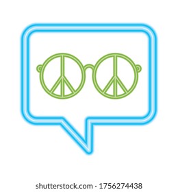 peace and love glasses inside bubble design of Hippie art and creative theme Vector illustration
