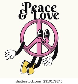 Peace  Love With Peace Groovy Character Design