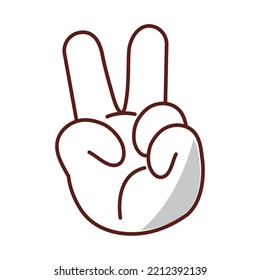 peace and love hand cartoon retro icon isolated