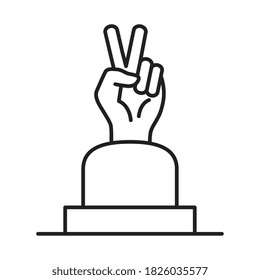 peace and love hand line style icon design of Hippie art and creative theme Vector illustration