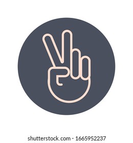 peace and love hand sign block and line icon vector illustration design