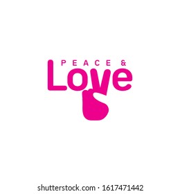 peace and love with Hand Peace Vector Icon, Hand Symbol Icon, pink color