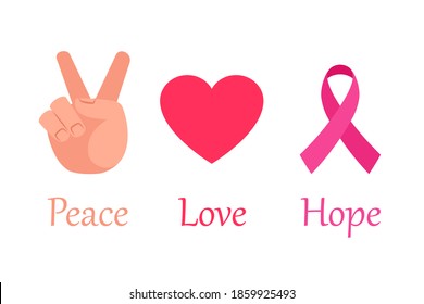 Peace Love Hope icon. Clipart image isolated on white background.s