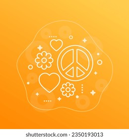 peace and love icon in line design