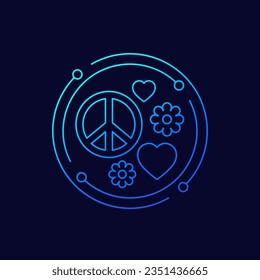 peace and love icon, linear design