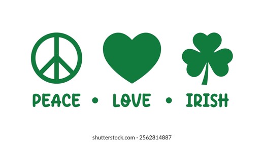 peace love irish, St. Patricks Day vector illustration