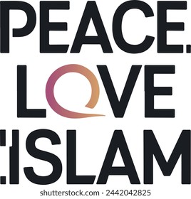 Paz amor Islam, tipografía diseño de camiseta