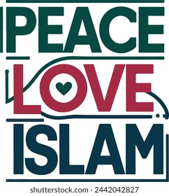 Paz amor Islam, tipografía diseño de camiseta