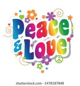 Peace and love isolated on white background