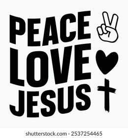 Peace love Jesus retro t shirt design