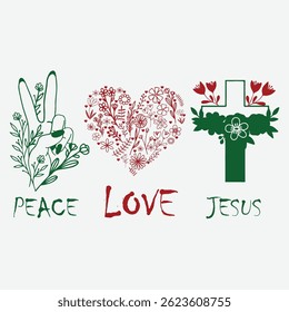Peace Love Jesus Vector Design, T-shirt Design