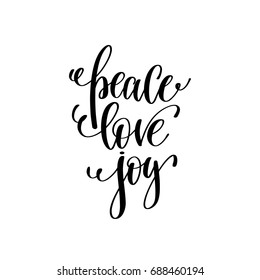 Peace Love Joy Hand Lettering Positive Quote To Christmas Holiday Design, Typography Celebration Poster, Calligraphy Vector Illustration