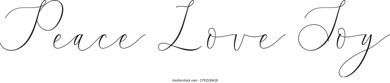 Peace Love Joy Handwritten Typography Text