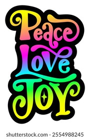 peace love joy merry christmas colorful bright rainbow graphic design