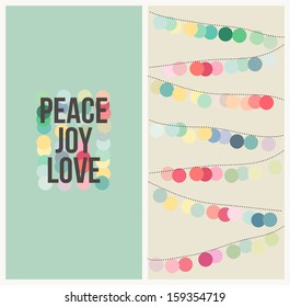 Peace, Love, Joy. Multicolored Design