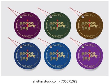 peace love joy tags element set of 6