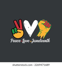 peace love Juneteenth flag afro tee shirt design vector,Juneteenth, African, American
