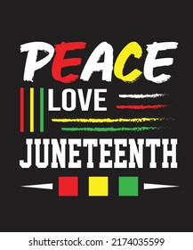 Peace Love Juneteenth T Shirt Design. You will get eps file with 300ppi.