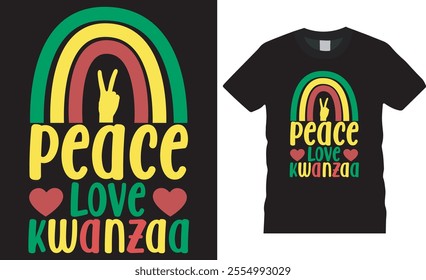 Peace love kwanzaa, Hanukkah t shirt design vector template. Hanukkah motivational quote typography unique vector trending festival t shirt design. This design ready for any print item.