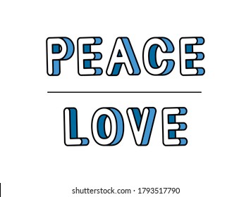 peace love lettering design, typography retro and comic theme Vector illustration