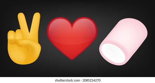 Peace Love and Marshmallow Illustration Emoji Design. Motivational Quote Emoticon Vector Symbol.