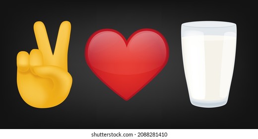 Peace Love and Milk Illustration Emoji Design. Motivational Quote Emoticon Vector Symbol.