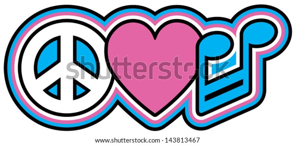 Peace Love Music Retrostyle Design Peace Stock Vector (Royalty Free ...