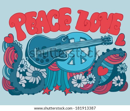 Peace Love Music Vector Illustration Guitar Stock Vector (Royalty Free ...