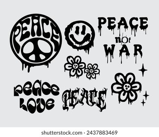 Peace love not war element text clip art illustration vector print art poster t shirt design element editable