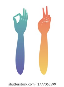 peace love and okey hand design of Hippie art and creative theme Vector illustration