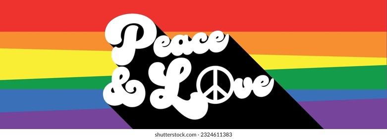 Peace and love on Rainbow banner
