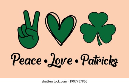 Peace love Patrick vector and Clipart