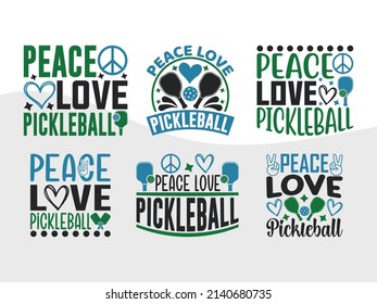 Peace Love Pickleball Printable Vector Illustrationb svg
